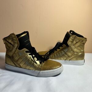 Supra S13021K Muska 001 Skytop Gold Lace-Up High Top Sneakers Youth US 6